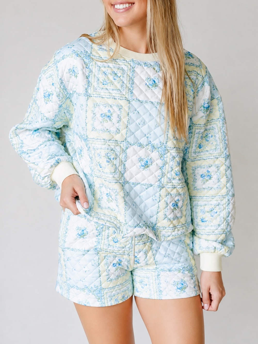 Quilted Blue Floral women’s Lounge set